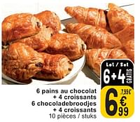 Promotions 6 pains au chocolat + 4 croissants 6 chocoladebroodjes + 4 croissants - Produit maison - Cora - Valide de 07/05/2024 à 13/05/2024 chez Cora