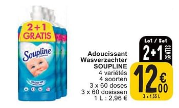 Promoties Adoucissant wasverzachter soupline - Soupline - Geldig van 07/05/2024 tot 13/05/2024 bij Cora