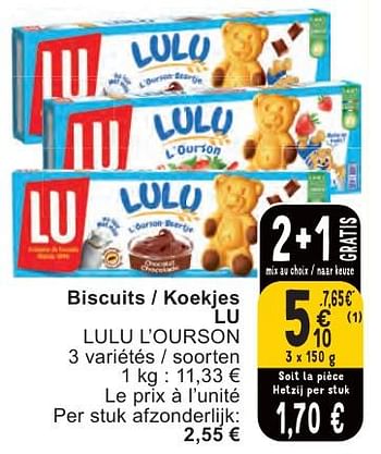 Promotions Biscuits - koekjes lu lulu l’ourson - Lu - Valide de 07/05/2024 à 13/05/2024 chez Cora