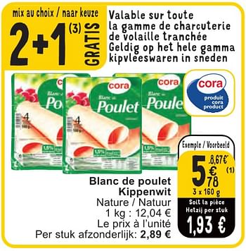 Promoties Blanc de poulet kippenwit - Huismerk - Cora - Geldig van 07/05/2024 tot 13/05/2024 bij Cora