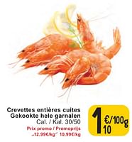 Promotions Crevettes entières cuites gekookte hele garnalen - Produit maison - Cora - Valide de 07/05/2024 à 13/05/2024 chez Cora