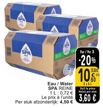 Promotions Eau - water spa reine - Spa - Valide de 07/05/2024 à 13/05/2024 chez Cora