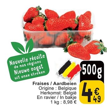 Promotions Fraises - aardbeien - Produit maison - Cora - Valide de 07/05/2024 à 13/05/2024 chez Cora