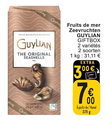 Promotions Fruits de mer zeevruchten guylian giftbox - Guylian - Valide de 07/05/2024 à 13/05/2024 chez Cora