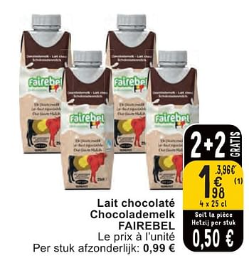 Promotions Lait chocolaté chocolademelk fairebel - Fairebel - Valide de 07/05/2024 à 13/05/2024 chez Cora