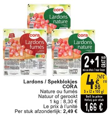 Promoties Lardons - spekblokjes cora - Huismerk - Cora - Geldig van 07/05/2024 tot 13/05/2024 bij Cora