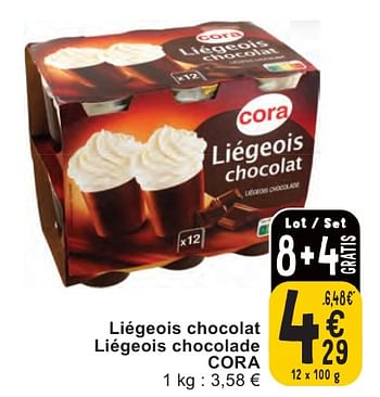 Promotions Liégeois chocolat liégeois chocolade cora - Produit maison - Cora - Valide de 07/05/2024 à 13/05/2024 chez Cora