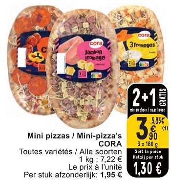 Promotions Mini pizzas - mini-pizza’s cora - Produit maison - Cora - Valide de 07/05/2024 à 13/05/2024 chez Cora