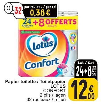 Promoties Papier toilette - toiletpapier lotus confort - Lotus Nalys - Geldig van 07/05/2024 tot 13/05/2024 bij Cora