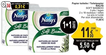 Promotions Papier toilette - toiletpapier nalys soft bamboo - Nalys - Valide de 07/05/2024 à 13/05/2024 chez Cora