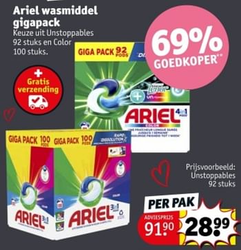 Promoties Ariel wasmiddel gigapack unstoppables - Ariel - Geldig van 07/05/2024 tot 12/05/2024 bij Kruidvat