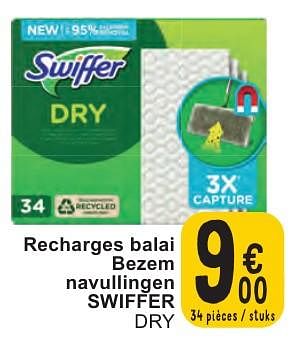 Promoties Recharges balai bezem navullingen swiffer dry - Swiffer - Geldig van 07/05/2024 tot 13/05/2024 bij Cora