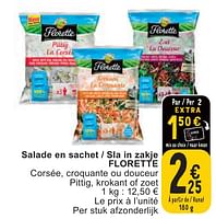 Promotions Salade en sachet - sla in zakje florette - Florette - Valide de 07/05/2024 à 13/05/2024 chez Cora