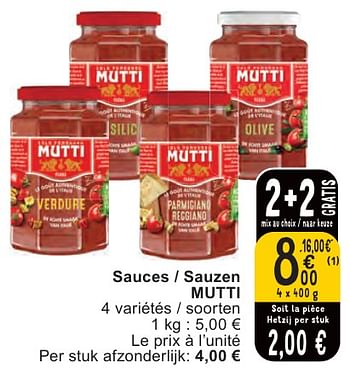 Promotions Sauces - sauzen mutti - Mutti - Valide de 07/05/2024 à 13/05/2024 chez Cora