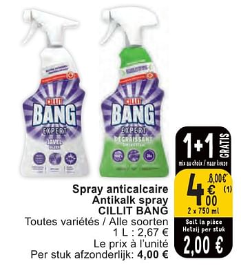 Promotions Spray anticalcaire antikalk spray cillit bang - Cillit Bang - Valide de 07/05/2024 à 13/05/2024 chez Cora