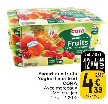 Promoties Yaourt aux fruits yoghurt met fruit cora - Huismerk - Cora - Geldig van 07/05/2024 tot 13/05/2024 bij Cora