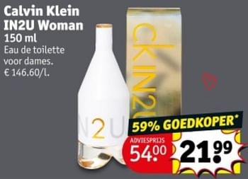 Promotions Calvin klein in2u woman edt - Calvin Klein - Valide de 07/05/2024 à 12/05/2024 chez Kruidvat