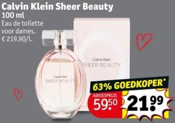 Promotions Calvin klein sheer beauty edt - Calvin Klein - Valide de 07/05/2024 à 12/05/2024 chez Kruidvat