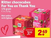 Promoties Ritter chococubes for you en thank you - Ritter Sport - Geldig van 07/05/2024 tot 12/05/2024 bij Kruidvat
