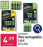 Promotions Piles rechargeables - Activ Energy - Valide de 13/05/2024 à 19/05/2024 chez Aldi