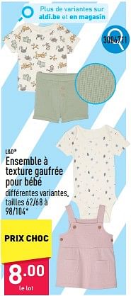 Promotions Ensemble à texture gaufrée pour bébé - L&D - Valide de 13/05/2024 à 19/05/2024 chez Aldi