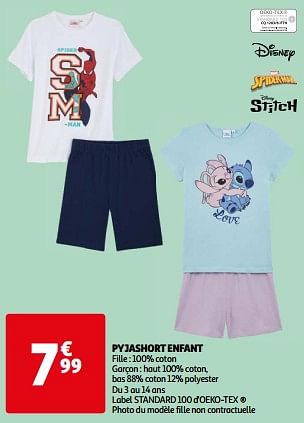 Promoties Pyjashort enfant - Huismerk - Auchan - Geldig van 07/05/2024 tot 21/05/2024 bij Auchan