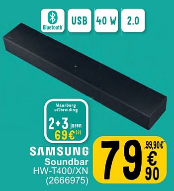 Promotions Soundbar hw-t400-xn - Samsung - Valide de 07/05/2024 à 18/05/2024 chez Cora