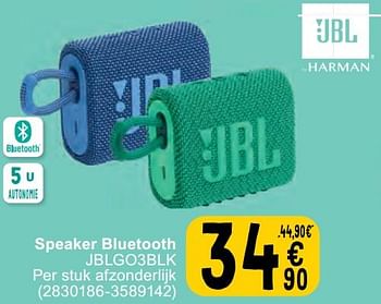 Promotions Speaker bluetooth jblgo3blk - JBL - Valide de 07/05/2024 à 18/05/2024 chez Cora