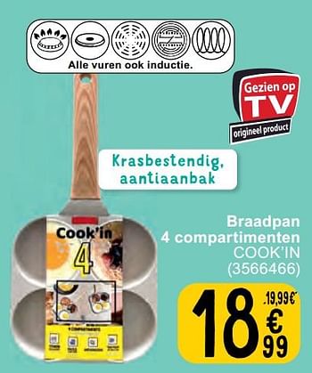 Promoties Braadpan 4 compartimenten cook’in - Huismerk - Cora - Geldig van 07/05/2024 tot 18/05/2024 bij Cora
