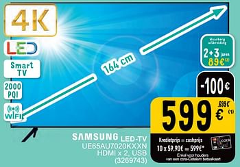 Promoties Samsung led-tv ue65au7020kxxn - Samsung - Geldig van 07/05/2024 tot 18/05/2024 bij Cora