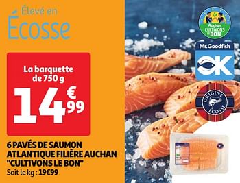 Promoties 6 pavés de saumon atlantique filière auchan cultivons le bon - Huismerk - Auchan - Geldig van 07/05/2024 tot 13/05/2024 bij Auchan