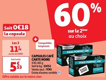 Promoties Capsules café carte noire - CarteNoire - Geldig van 07/05/2024 tot 13/05/2024 bij Auchan