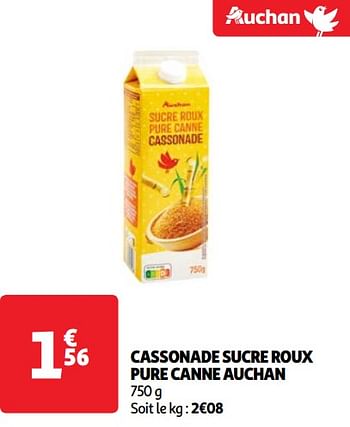 Promotions Cassonade sucre roux pure canne auchan - Produit Maison - Auchan Ronq - Valide de 07/05/2024 à 13/05/2024 chez Auchan Ronq