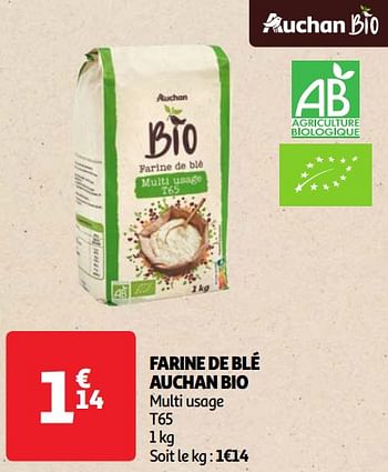 Promotions Farine de blé auchan bio - Produit Maison - Auchan Ronq - Valide de 07/05/2024 à 13/05/2024 chez Auchan Ronq
