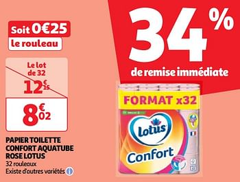 Promotions Papier toilette confort aquatube rose lotus - Lotus Nalys - Valide de 07/05/2024 à 13/05/2024 chez Auchan Ronq