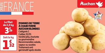 Promoties Pommes de terre à chair ferme auchan blondes - Huismerk - Auchan - Geldig van 07/05/2024 tot 13/05/2024 bij Auchan