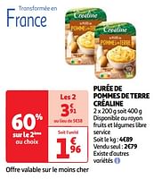 Promoties Purée de pommes de terre créaline - CREALINE - Geldig van 07/05/2024 tot 13/05/2024 bij Auchan
