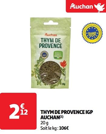 Promoties Thym de provence igp auchan - Huismerk - Auchan - Geldig van 07/05/2024 tot 13/05/2024 bij Auchan