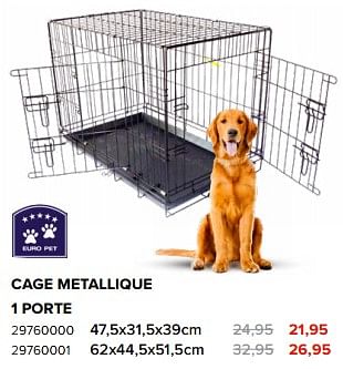 Promotions Cage metallique 1 porte - Euro Pet - Valide de 03/05/2024 à 09/06/2024 chez Euro Shop