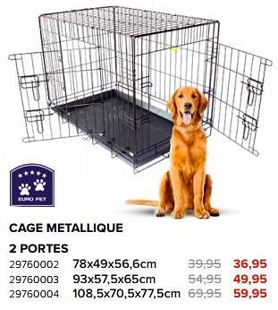 Promoties Cage metallique 2 portes - Euro Pet - Geldig van 03/05/2024 tot 09/06/2024 bij Euro Shop