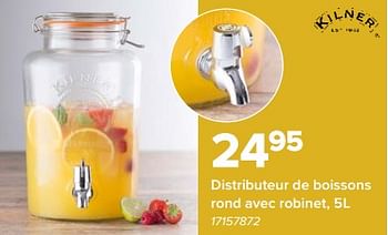 Promotions Distributeur de boissons rond avec robinet - Kilner - Valide de 03/05/2024 à 09/06/2024 chez Euro Shop