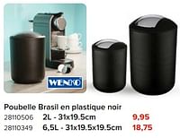 Promotions Poubelle brasil en plastique noir - Wenko - Valide de 03/05/2024 à 09/06/2024 chez Euro Shop