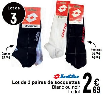 Promoties Lot de 3 paires de socquettes - Lotto - Geldig van 07/05/2024 tot 18/05/2024 bij Cora