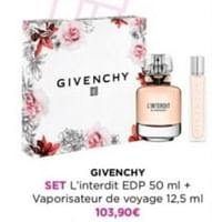 Promotions Givenchy set l`interdit edp + vaporisateur de voyage - Givenchy - Valide de 06/05/2024 à 12/05/2024 chez ICI PARIS XL