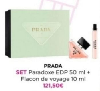 Promotions Prada set paradoxe edp + flacon de voyage - Prada - Valide de 06/05/2024 à 12/05/2024 chez ICI PARIS XL