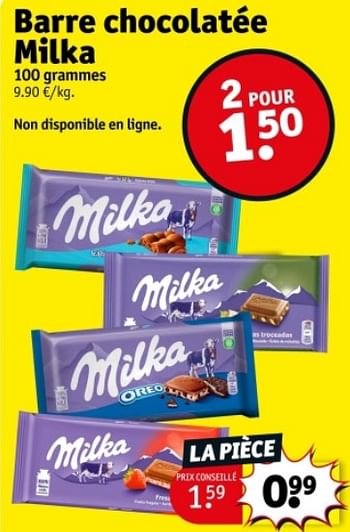 Promotions Barre chocolatée milka - Milka - Valide de 07/05/2024 à 12/05/2024 chez Kruidvat