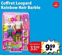 Promotions Coffret leopard rainbow hair barbie - Mattel - Valide de 07/05/2024 à 12/05/2024 chez Kruidvat