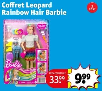 Promoties Coffret leopard rainbow hair barbie - Mattel - Geldig van 07/05/2024 tot 12/05/2024 bij Kruidvat
