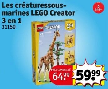 Promoties Les créaturessousmarines lego creator 3 en 1 - Lego - Geldig van 07/05/2024 tot 12/05/2024 bij Kruidvat