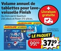 Promotions Volume annuel de tablettes pour lavevaisselle finish power - Finish - Valide de 07/05/2024 à 12/05/2024 chez Kruidvat